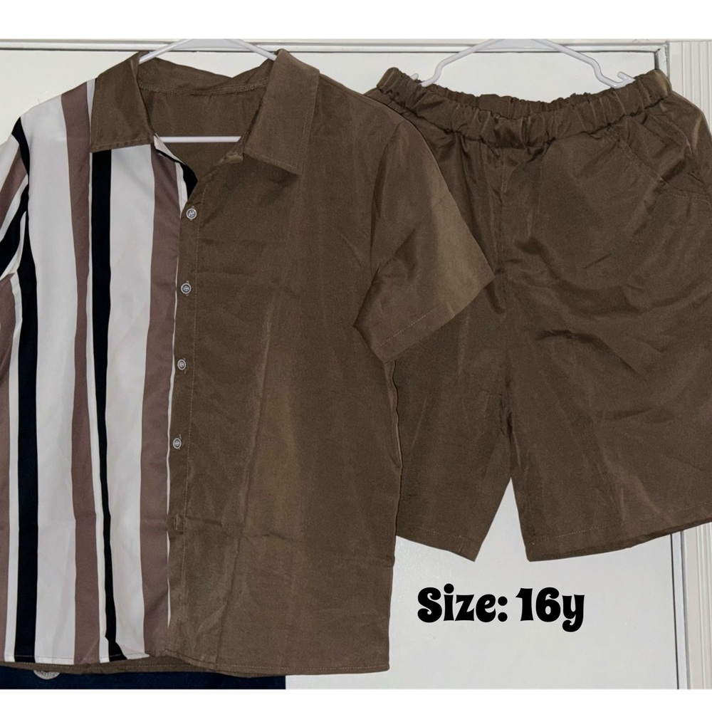 SHEIN Brown and Striped Shirt with Shorts